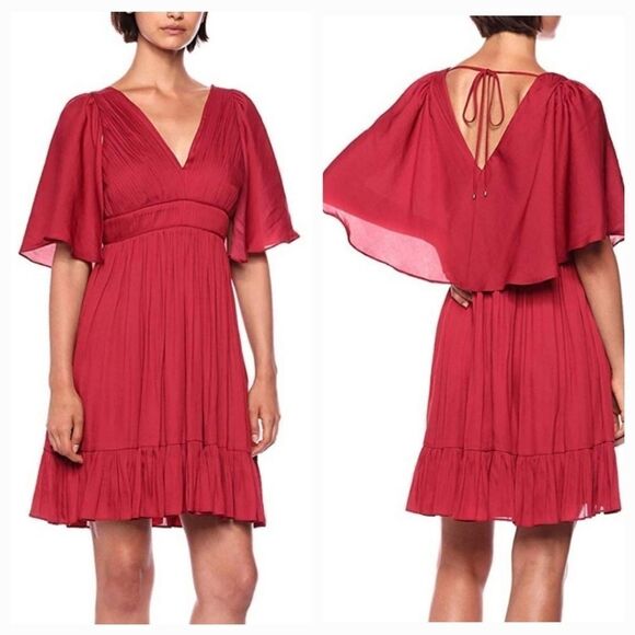 Halston Heritage Currant Red Flowy Dress Size 0 - Picture 1 of 14